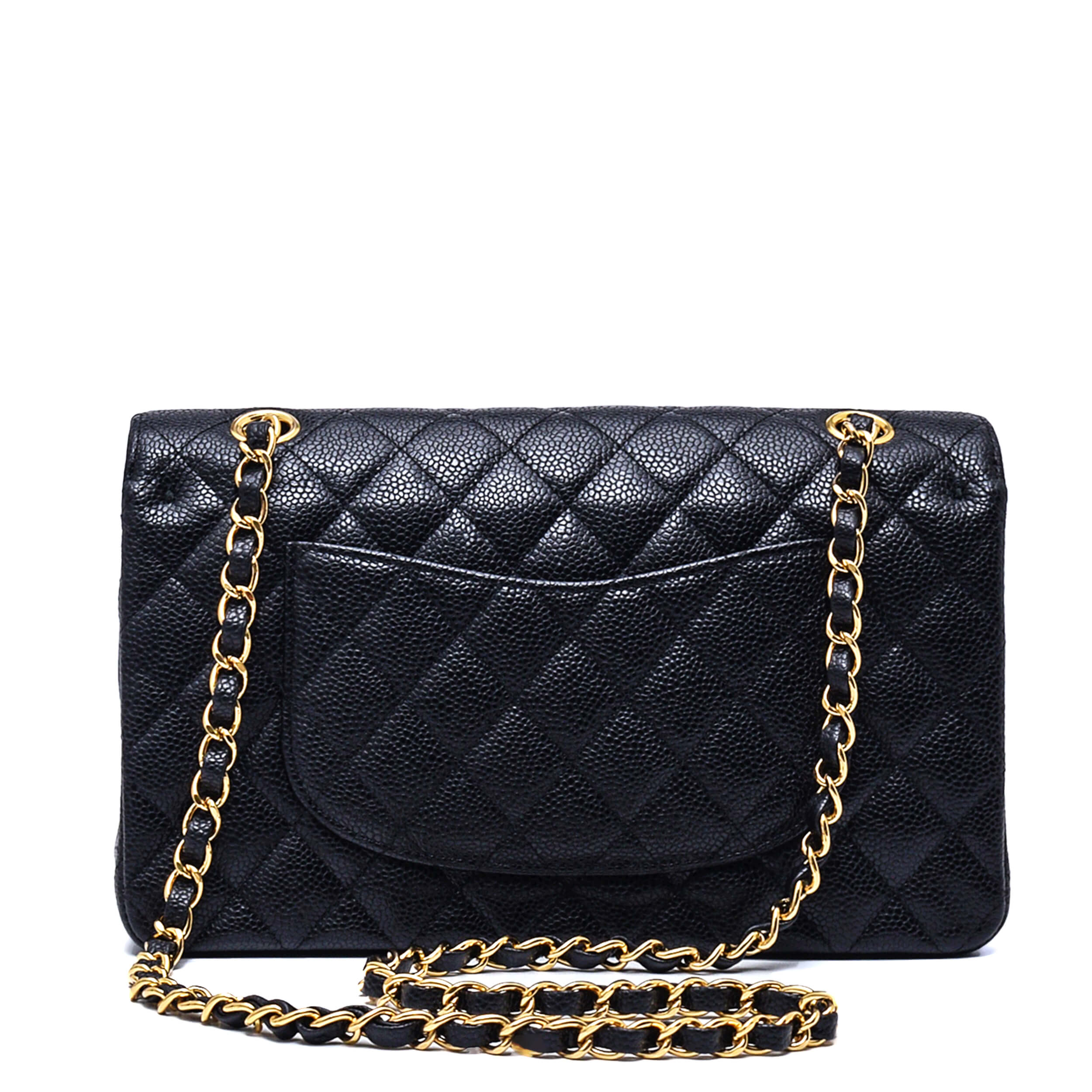 Chanel - Black Quilted Caviar Leather 11.12 Double Flap Bag